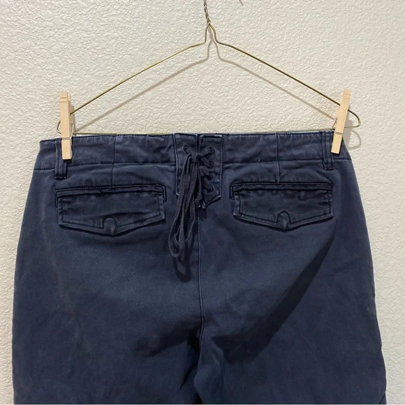 PAM & GELA Twill Skinny Cargo Pants Fray Hem Lace Up Back Size Large - Picture 7 of 7